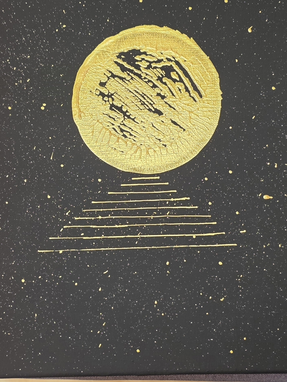 Gold Moon Abstract Canvas Art